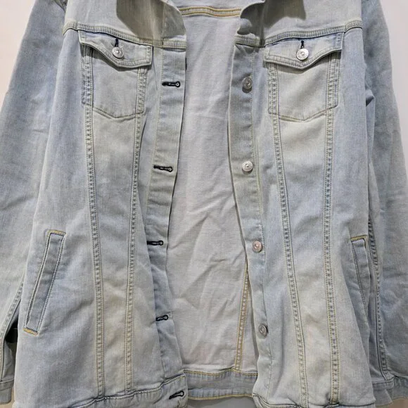 LuLaRoe Jean Jacket Size XL Light Blue Stretch Denim Casual Layering Piece - Picture 6 of 10
